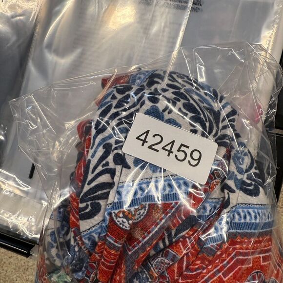 Cato Blouse Women 26/28W Plus Blue Striped Cold Shoulder Short Sleeve V-Neck - Picture 7 of 7